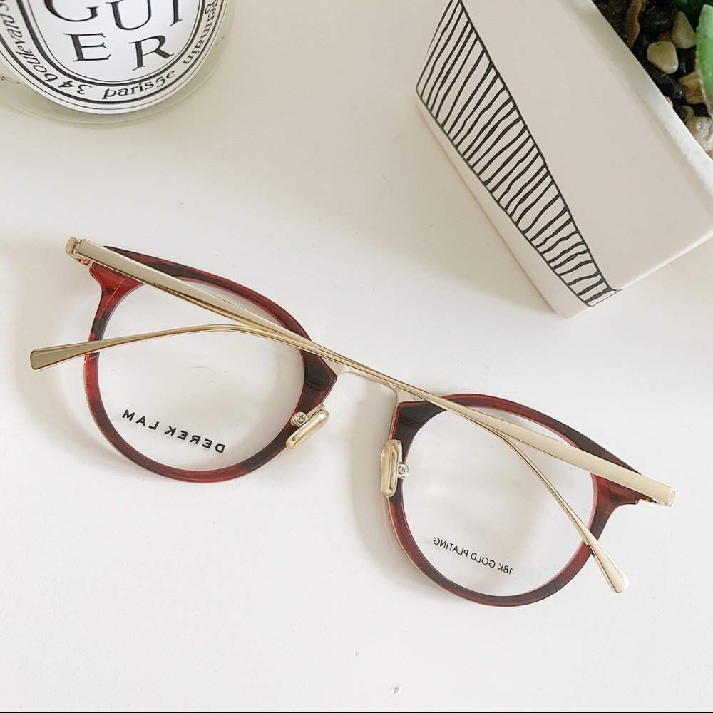 DEREK LAM 281 glasses 18k gold plated ruby/goldNWT - Picture 3 of 12